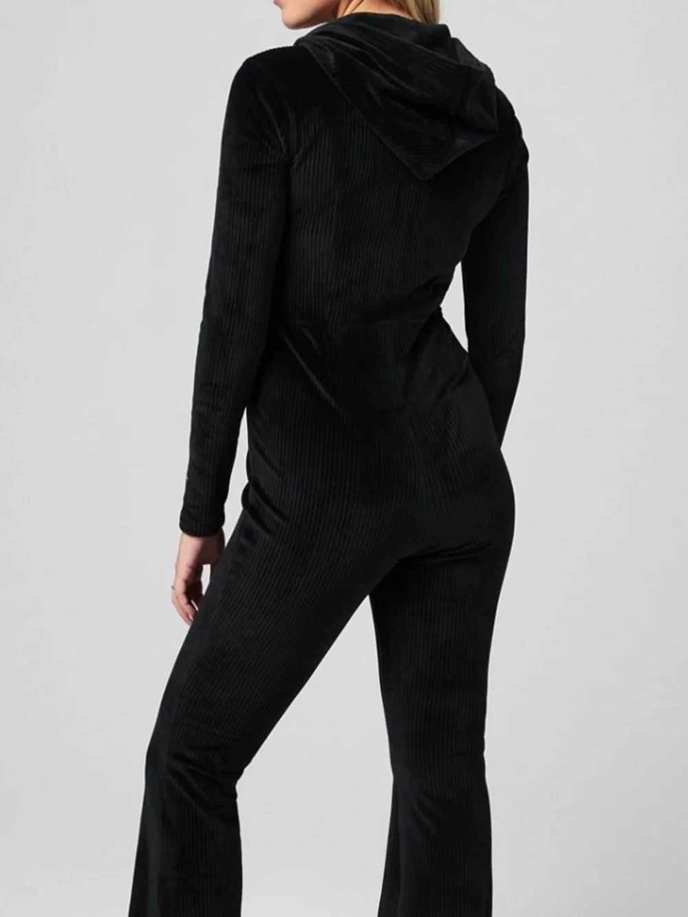 💕1HR💕Fabletics Black Ribbed Zip-Front Jumpsuit